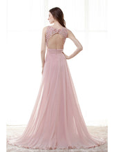 Blush Pink Lace Formal Prom Evening Dress